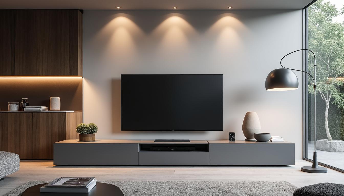 découvrez le meuble tv kikua de 130 cm en gris cendré, un élément essentiel pour sublimer votre espace de vie. alliant esthétisme et fonctionnalité, ce meuble apporte une touche moderne à votre intérieur tout en offrant un espace de rangement pratique pour vos appareils et accessoires.