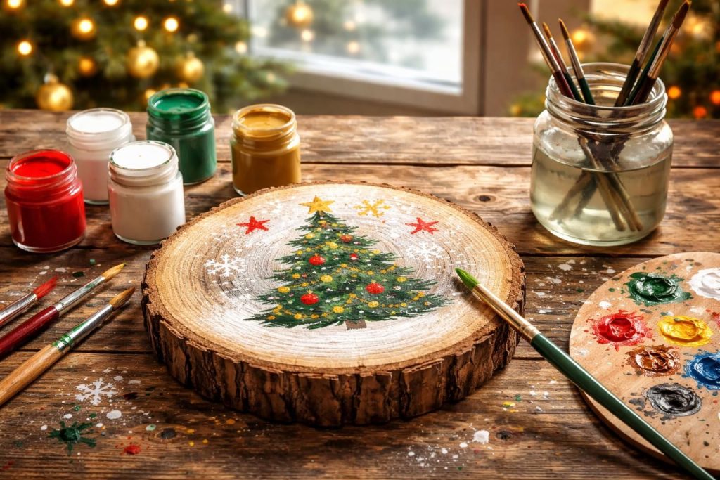 découvrez un guide complet pour débutants sur la peinture sur rondin de bois pour noël, avec des techniques simples pour créer des décorations festives uniques.