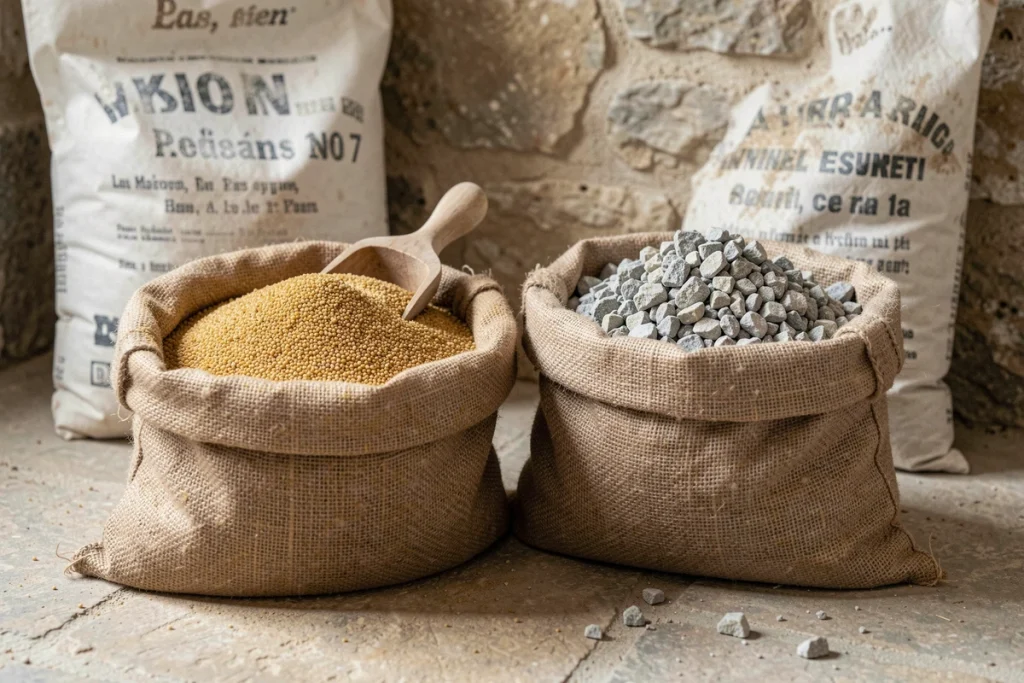 Comparaison entre sable de rivière et sable de carrière pour dosage mortier chaux sur mur en pierre